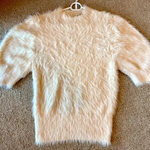 Cozy Fuzzy Cream Crew Neck Seater Short Sleeve Medium